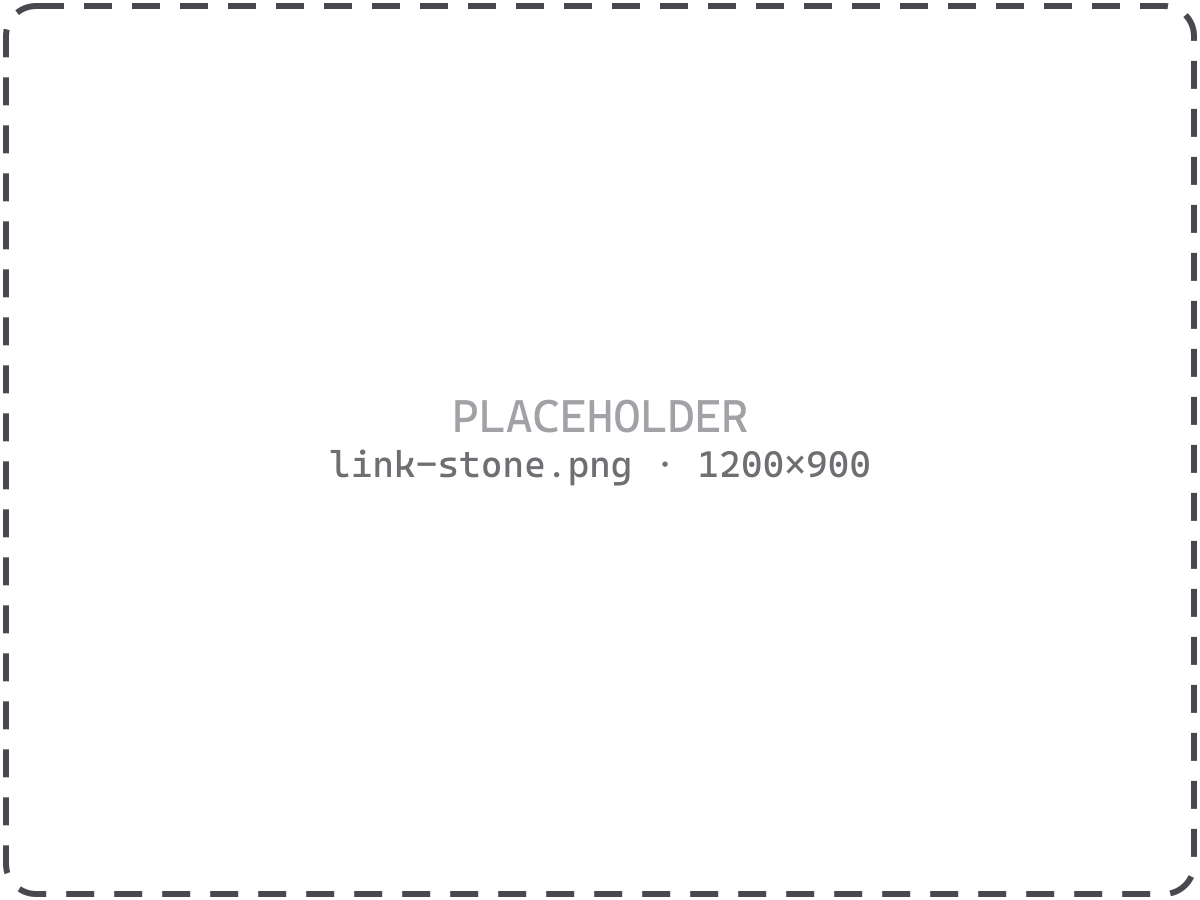 A chain-link icon set into a block of black stone
